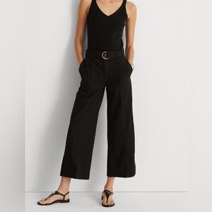 Ralph Lauren Brienda Cotton Wide Leg Belted Ankle Length Cropped Capri Pants, 4P